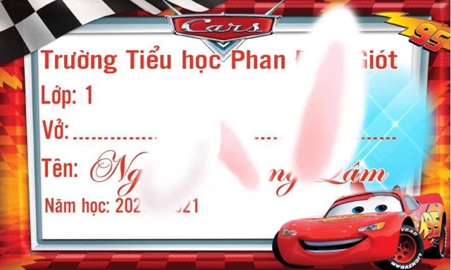 Nhãn vở tên bé gái theo yêu cầu