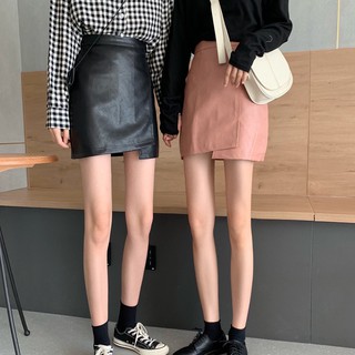(San s) Chân váy da chữ A Ulzzang Hàn Quốc