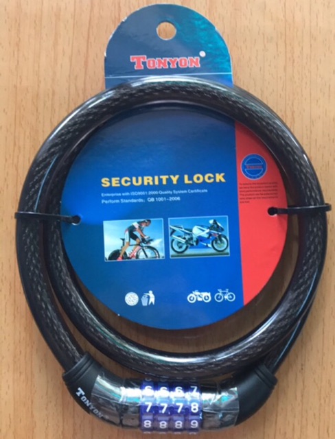 Ổ khoá dây cáp 4 số TONYON dày 15mm dài 0.95m