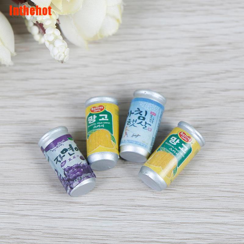 Set 4 mô hình lon nước mini tỉ lệ 1: 12 trang trí nhà búp bê