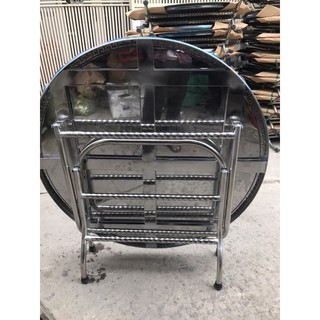 (Rẻ nhất) Bàn gấp inox tròn 1.2m inox 100%