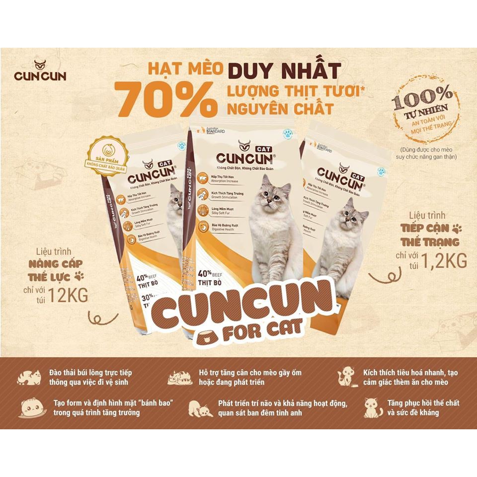 hạt CUN CUN dành cho mèo 1.2kg