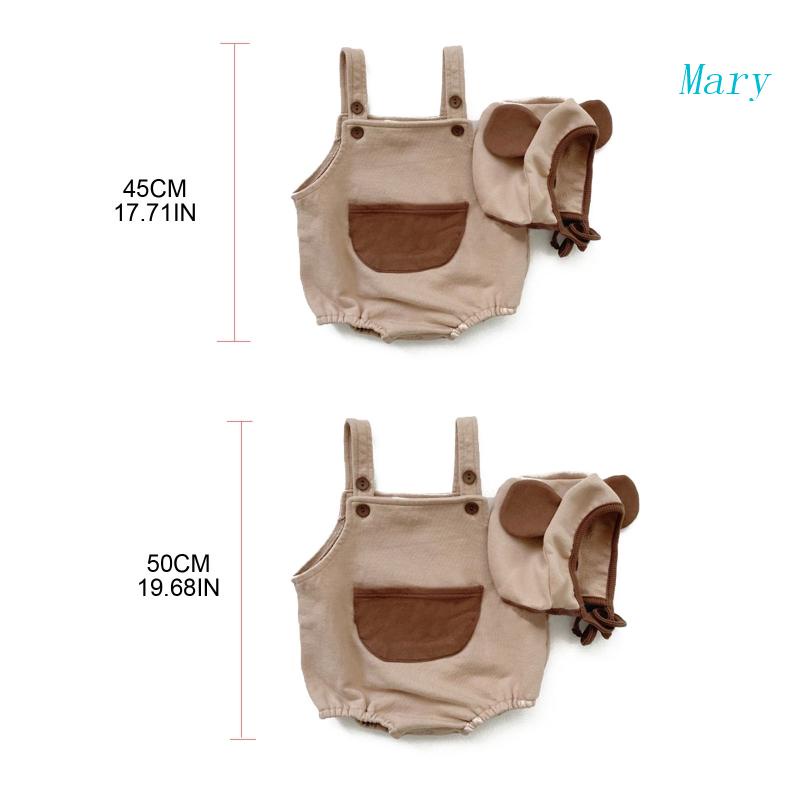 Bộ Áo Liền Quần Không Tay Kèm Mũ Chất Liệu Mềm Mại Thoáng Khí Thời Trang Cho Bé Sơ Sinh