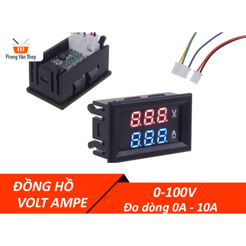 Đồng hồ điện tử Vôn Ampe 0-100v