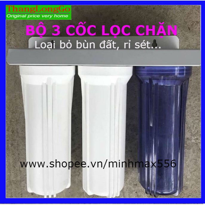 BỘ 3 CỐC LỌC CHẶN 10inh CAO CẤP | DÙNG ĐỂ LỌC CHẶN ĐẦU NGUỒN, BẢO VỆ MÁY