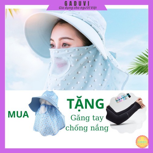 Mũ Chống Nắng Rộng Vành, Nón Chống Nắng Kèm Khẩu Trang Đa Năng GADUVI (HÀNG LOẠI 1) G2