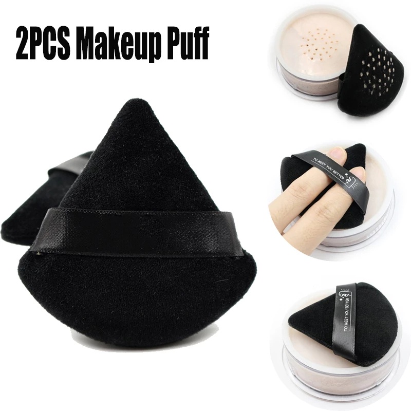 Mút Trang Điểm Hình Tam Giác Bằng Nhung Cotton Mềm Mại Gọn Nhẹ Tiện Dụng