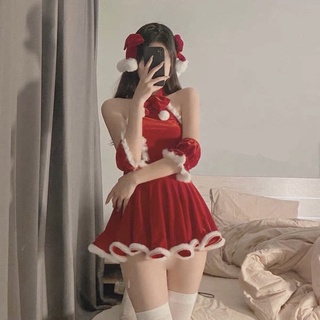 FULL BỘ VÁY ĐỎ COSPLAY JINGLE BELL MÙA NOEL GIÁNG SINH QUYẾN RŨ GỢI CẢM