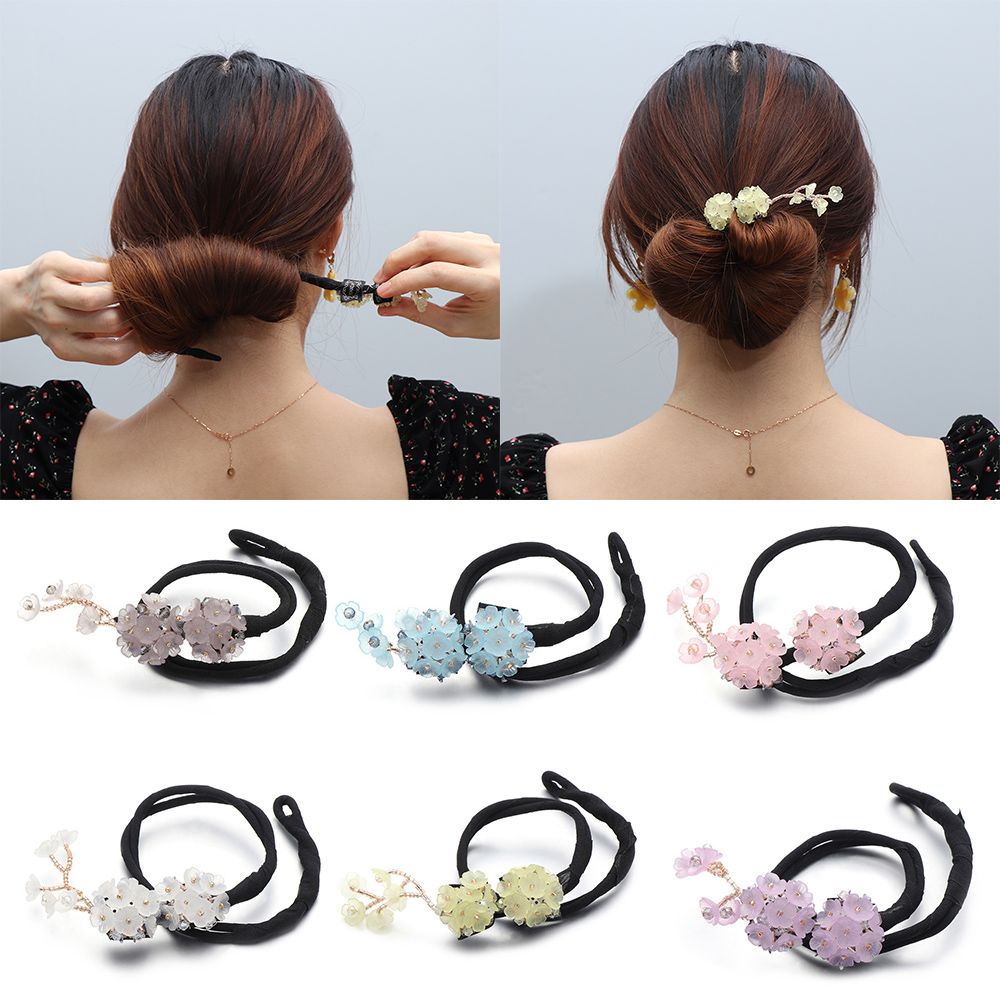 Kẹp búi tóc đính hoa giả ngọc trai nhân tạo tùy chọn màu sắc thời trang cho nữ