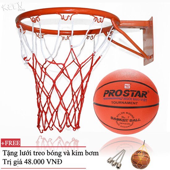 Combo Vành Bóng Rổ 40cm + Quả Bóng Rổ (Cam) Cho Thanh Thiếu Niên Và Thi Đấu + Vít Nở Sắt [SHOP UY TÍN]