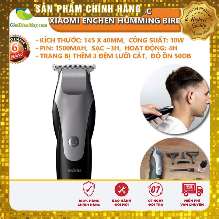 [Sale] Tông đơ cắt tóc Xiaomi Enchen Humming bird 3 lưỡi dao 10W độ ồn thấp - Bảo Hành 6 Tháng - Shop Thế Giới Điện Máy 