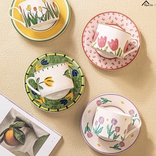 Bộ tách trà và đĩa lót tách trà, bộ ly sứ uống trà, tách cafe bằng sứ cao cấp phong cách vintgae làm quà tặng sinh nhật