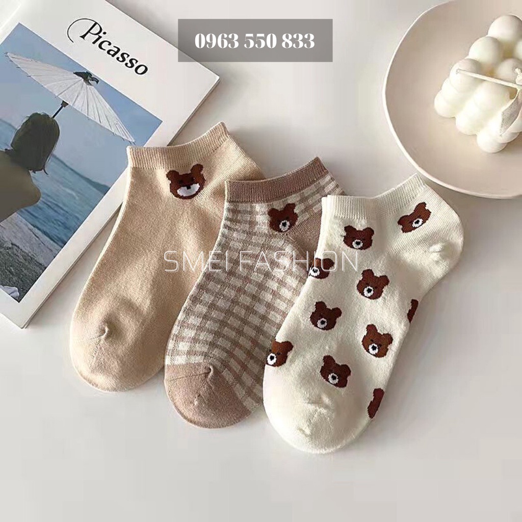 Tất nữ vớ nữ cổ ngắn set 5 đôi họa tiết cute dễ thương phong cách Hàn Quốc