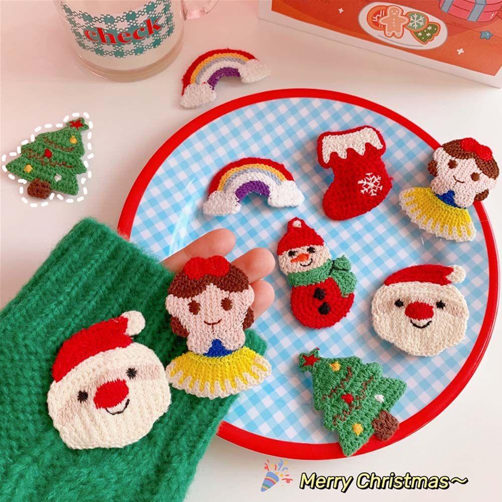 Kẹp Tóc Dệt Kim 15H Màu Cầu Vồng Họa Tiết Giáng Sinh Dễ Thương