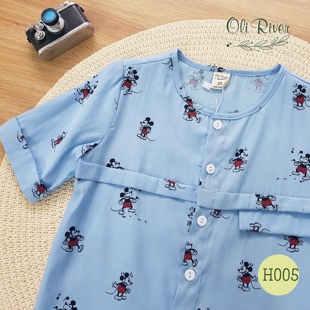 BỘ VẢI LANH OLIRIVER HÌNH MICKEY CHO BÉ TRAI 9-32KG 12252