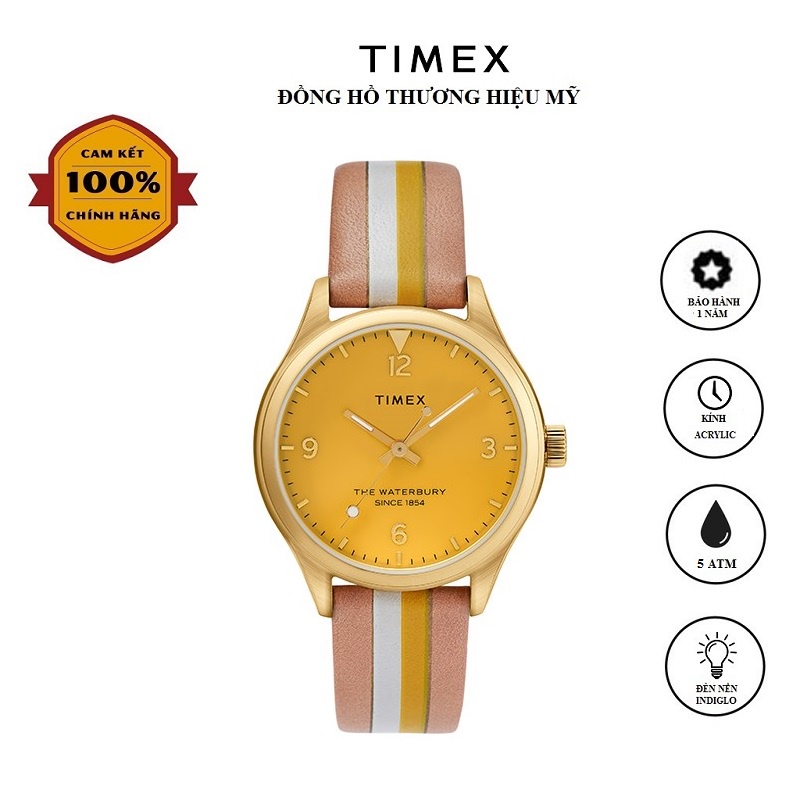 Đồng hồ Nữ Timex Waterbury Traditional 34mm - TW2T26600 Dây Da - Chính Hãng