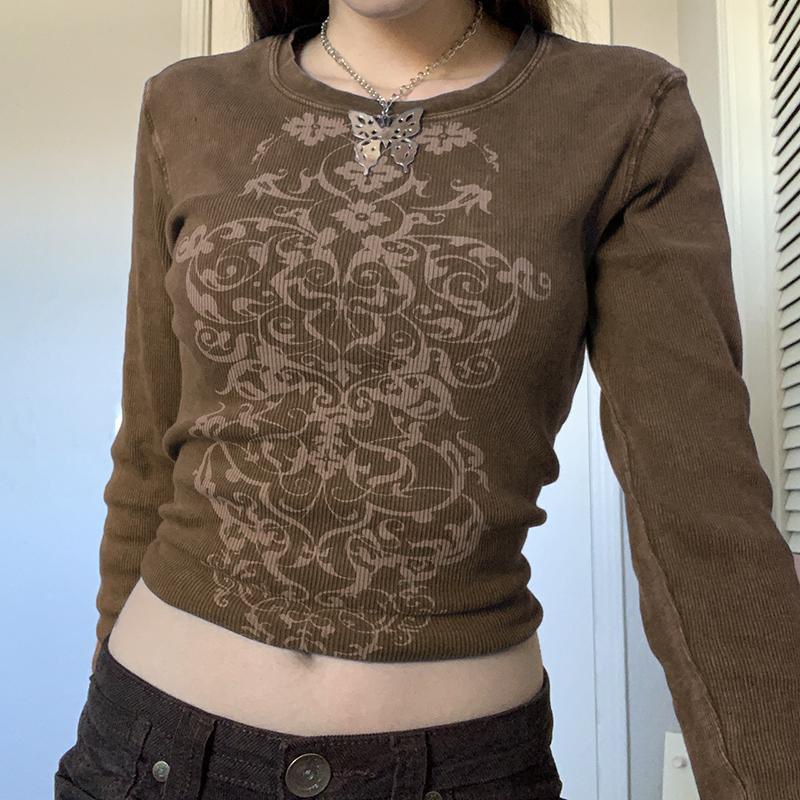 New European American Style Milimum Round Neck Long Sleeve T-shirt