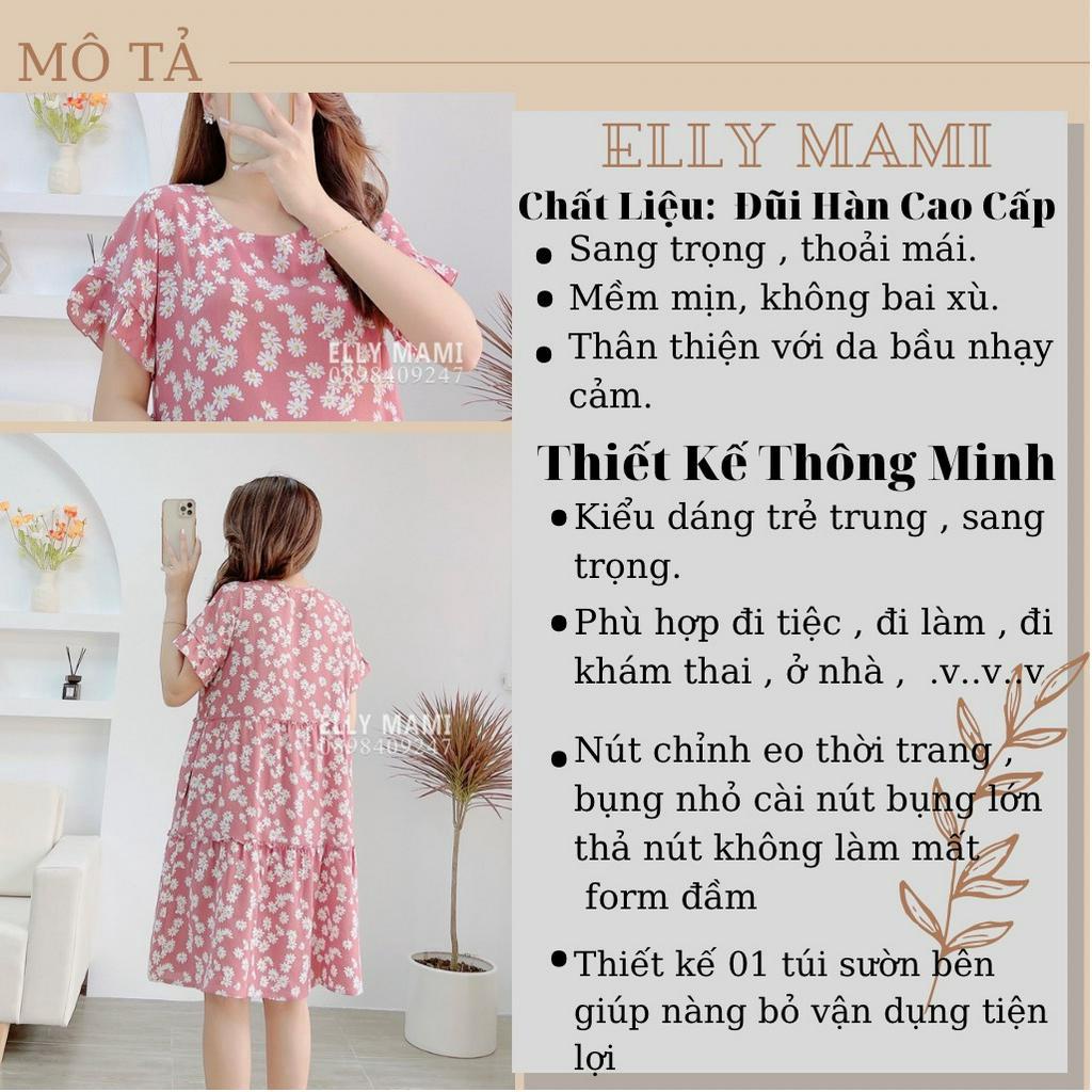 ( 40kg - 75kg ) Đầm Bầu , Suông Hồng Hoa Nhí Trắng Babydoll Form Dễ Mặc Thoải Mái Suốt Thai Kì &amp; Sau Sinh