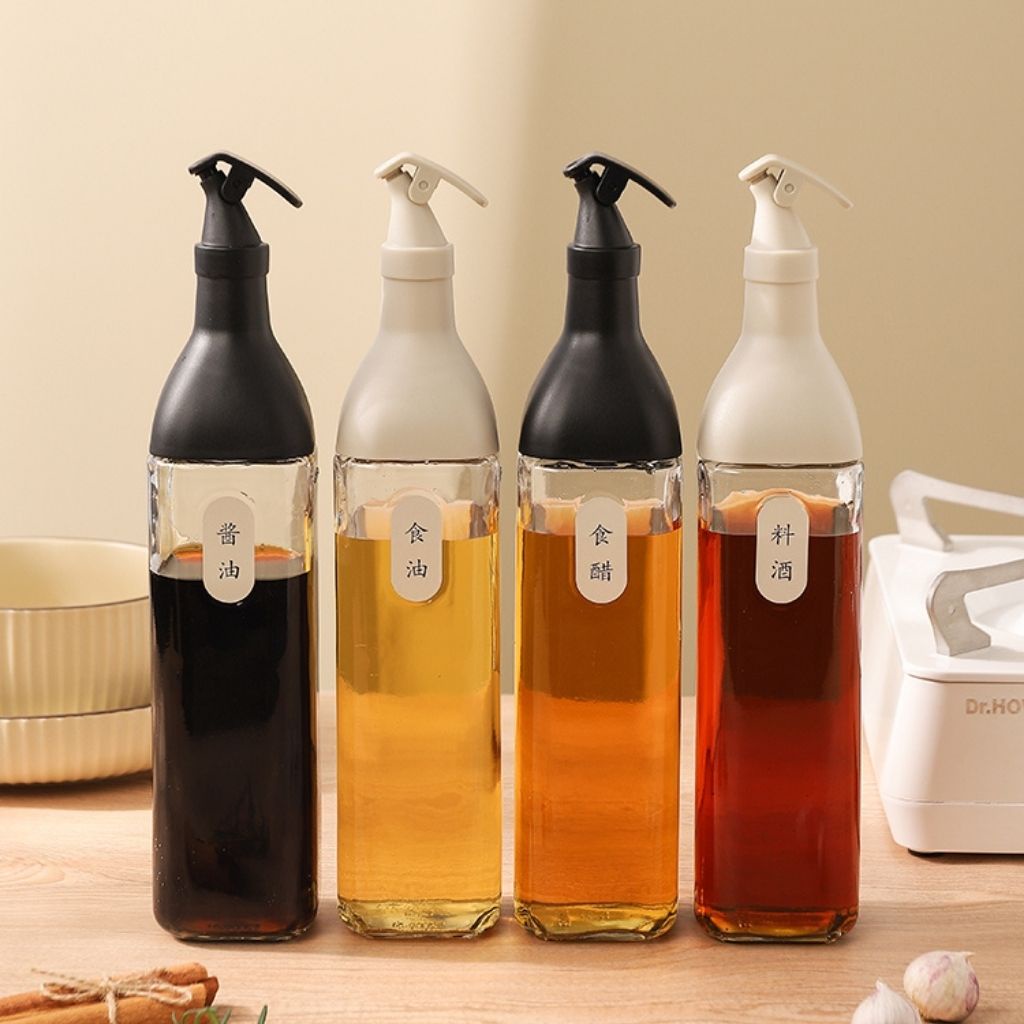 Chai thủy tinh đựng dầu ăn, bình đựng dầu ăn nước mắm nước tương màu EC Life 0203