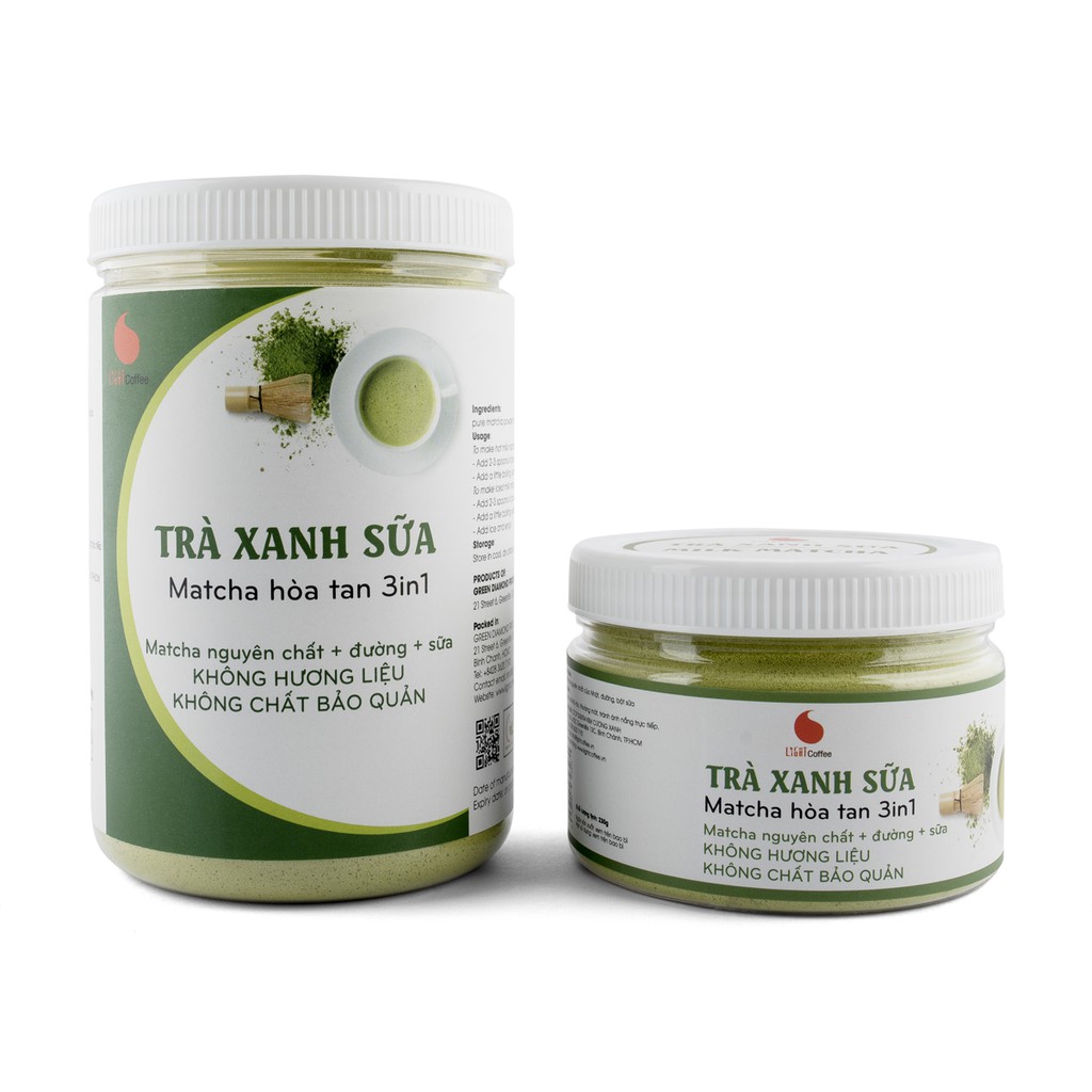 Hũ 550g Bột trà xanh sữa 3in1, matcha xuất xứ Nhật Bản, từ nhà sản xuất Light Coffee