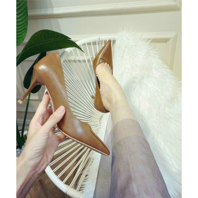 Giầy mũi nhọn gót nhọn 7 phân da mềm hàng Quảng châu