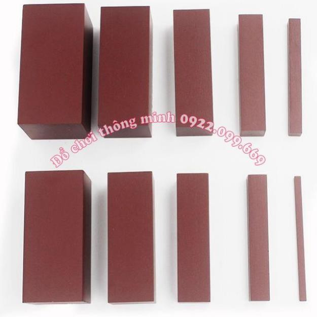 Giáo cụ Montessori - Bộ Thang Nâu Tháp hồng bản gia đình - Phát Triển Kỹ Năng
