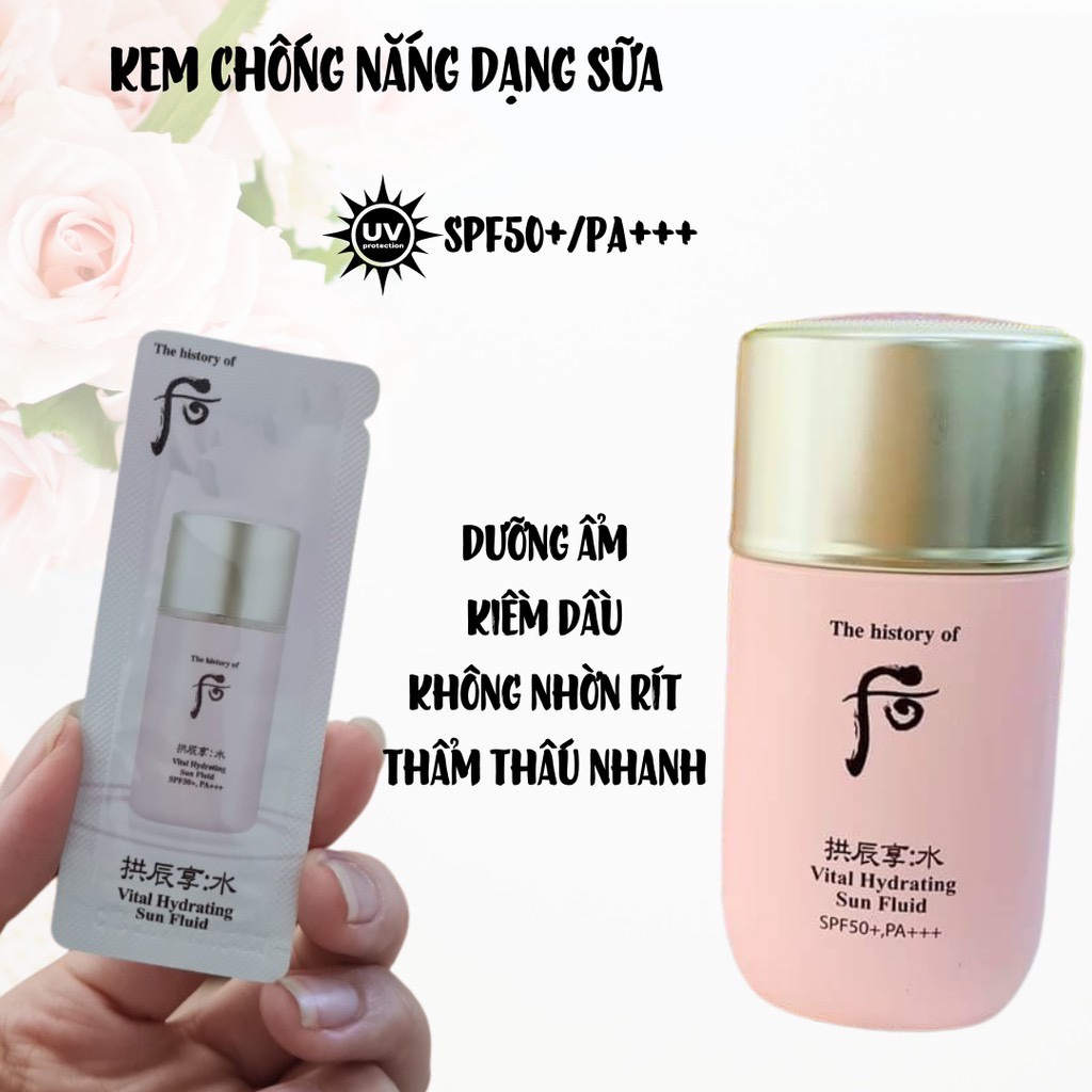 10 Gói chống nắng Whoo hồng dạng sữa mới Whoo Vital Hydrating Sun Fluid SPF50+ PA+++