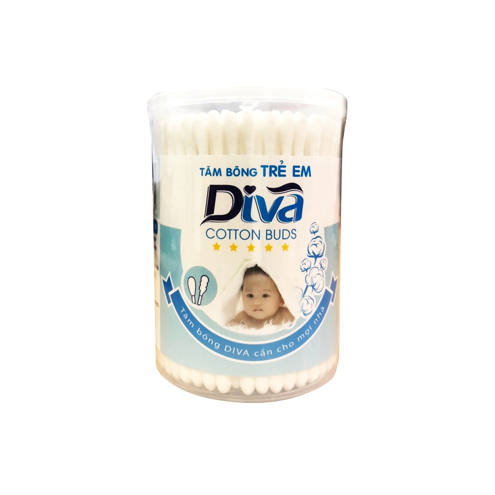 Tăm bông kháng khuẩn cho bé Diva hộp 200 cây