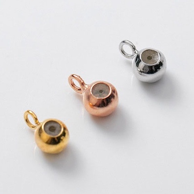 [C6BC] Phụ kiện trang sức (DIY) - Bi bạc nút chặn [có vòng khóa] điều chỉnh dây chuyền dùng cho vòng cổ vòng tay