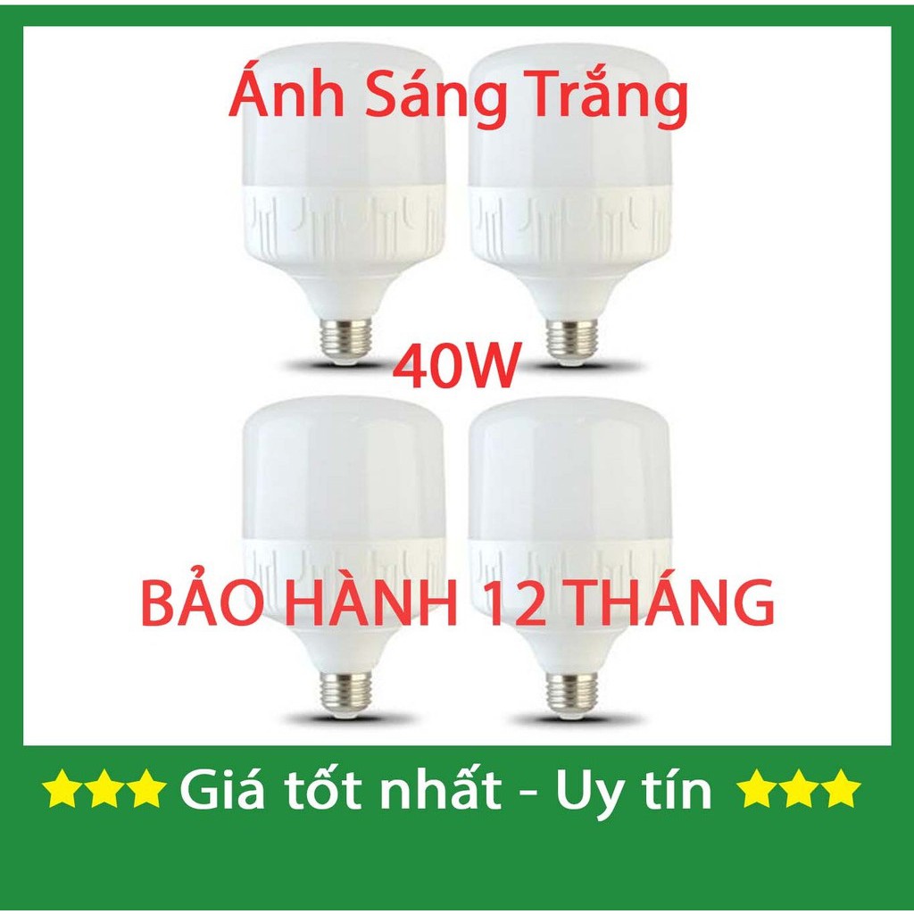 [Sĩ] Bộ 4 bóng đèn Led trụ 40W Siêu sáng - tiết kiệm điện (Trắng)