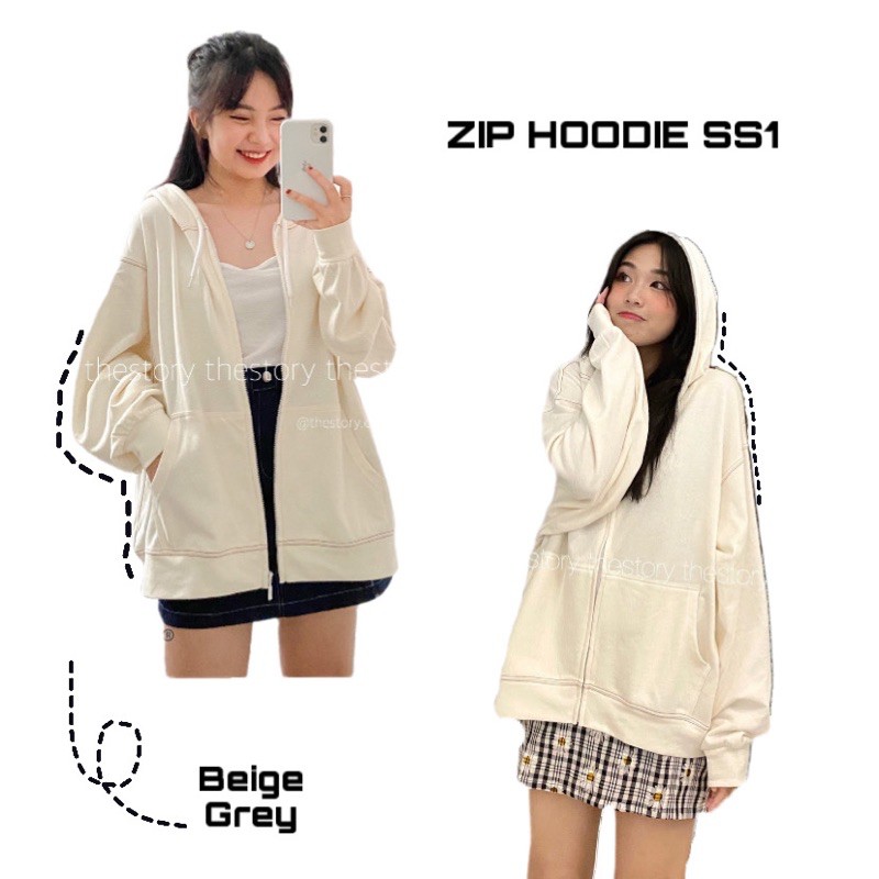 [STORY MADE] [STR] Áo Zip Hoodie SS1, viền chỉ đỏ A709