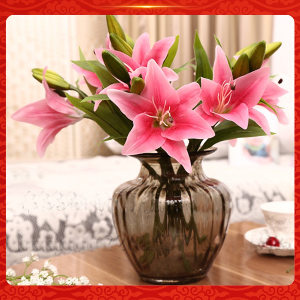 1 Cành Hoa Lily Nhân Tạo Trang Trí Nhà Cửa / Văn Phòng / Tiệc Cưới