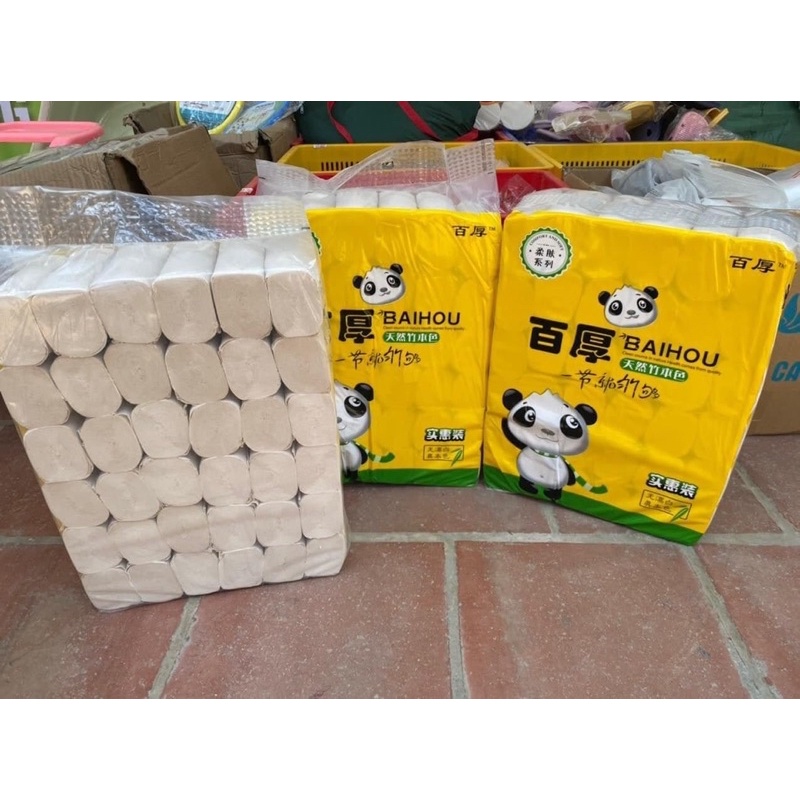 Giấy vệ sinh gấu trúc sipao 36 cuộn hàng nội địa  trung siêu đại thấm nước nước tốt không mủn không nhão nha