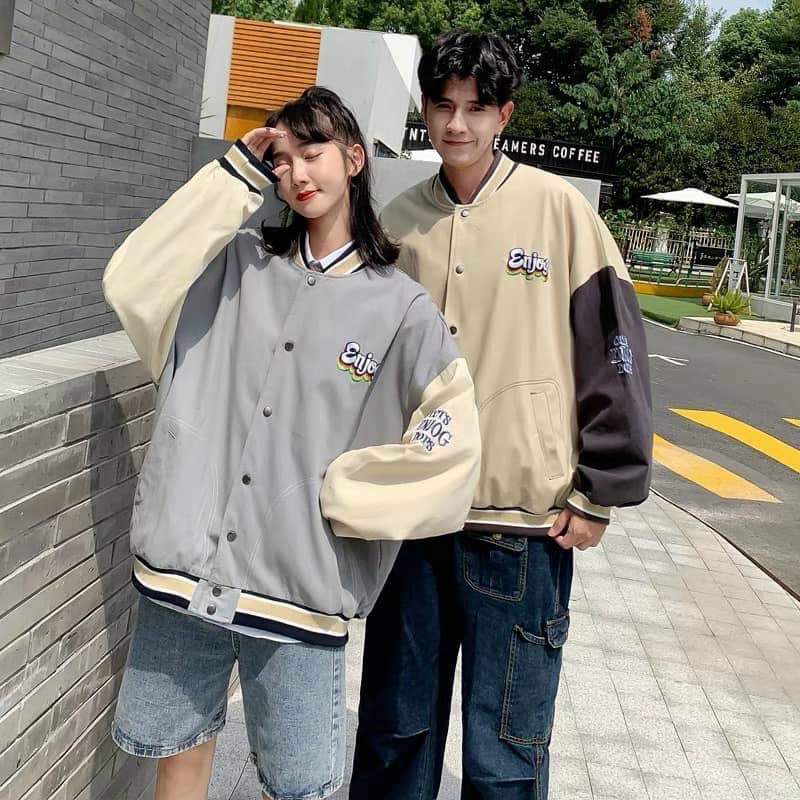 [Ảnh Thật] Áo Khoác Dù Nam Nữ Kiểu Bomber In ENJOY Nữ Unisex Form Rộng AK224 Ulzzang Hè Áo Khoác Gió Thùy Dương Fashion