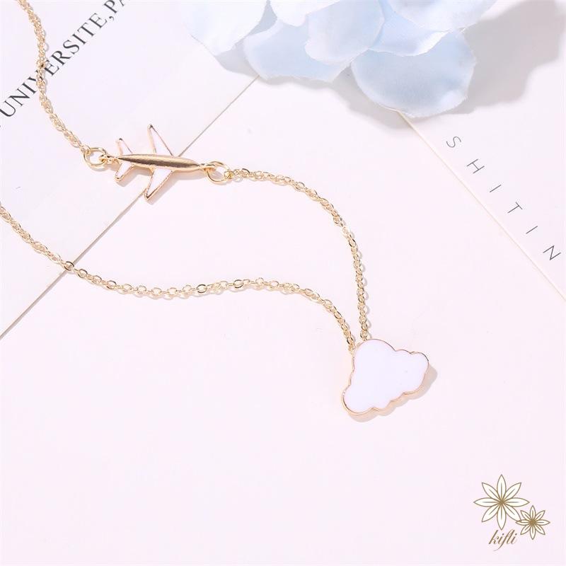 【kifli】Vòng cổ kim loại mặt dây hình đám mây dễ thương cho nữ