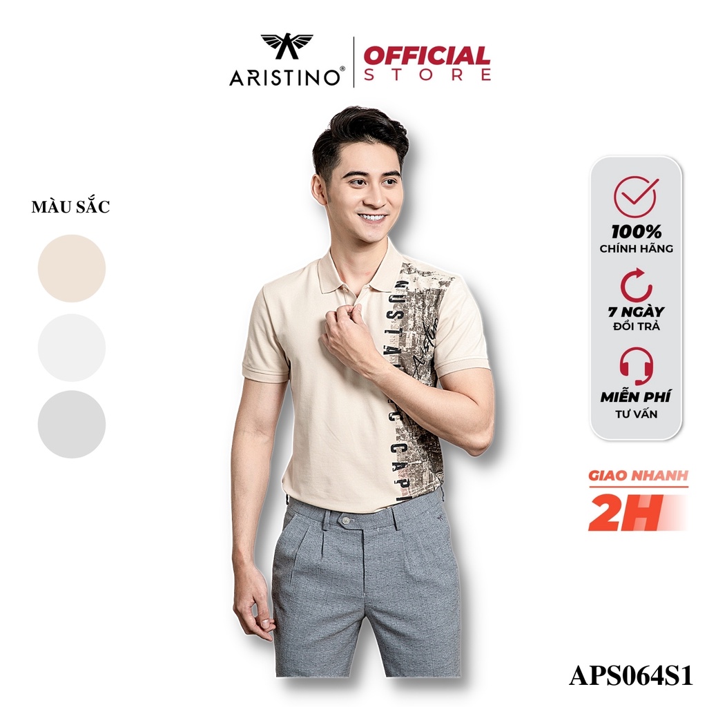 Áo Polo, Thun Nam ARISTINO Cao Cấp, Có Cổ, In Khắc Họa Phố Cổ Hà Nội - APS064S1
