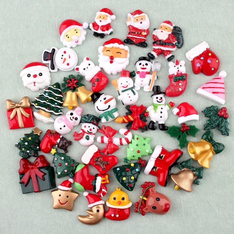 Combo 5 Charm noel giáng sinh dùng làm slime , Trang Trí ốp lưng, trang trí kẹp, decor hộp cắm bút siêu xinh