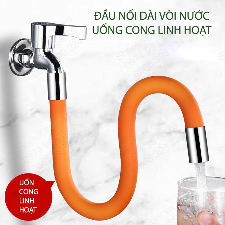 Đầu nối dài vòi nước uốn cong linh hoạt 360 độ, thân bằng silicon, đầu bằng đồng, dài 20-30-50cm tùy chọn