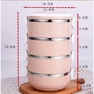 Hộp đựng cơm 4 tầng lúa mạch, hộp cơm giữ nhiệt lõi inox