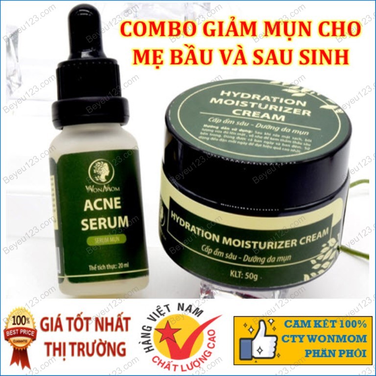 Combo Serum Mụn và Kem Dưỡng Da Mụn Wonmom - Cho Mẹ Bầu Và Sau Sinh - Việt Nam CW