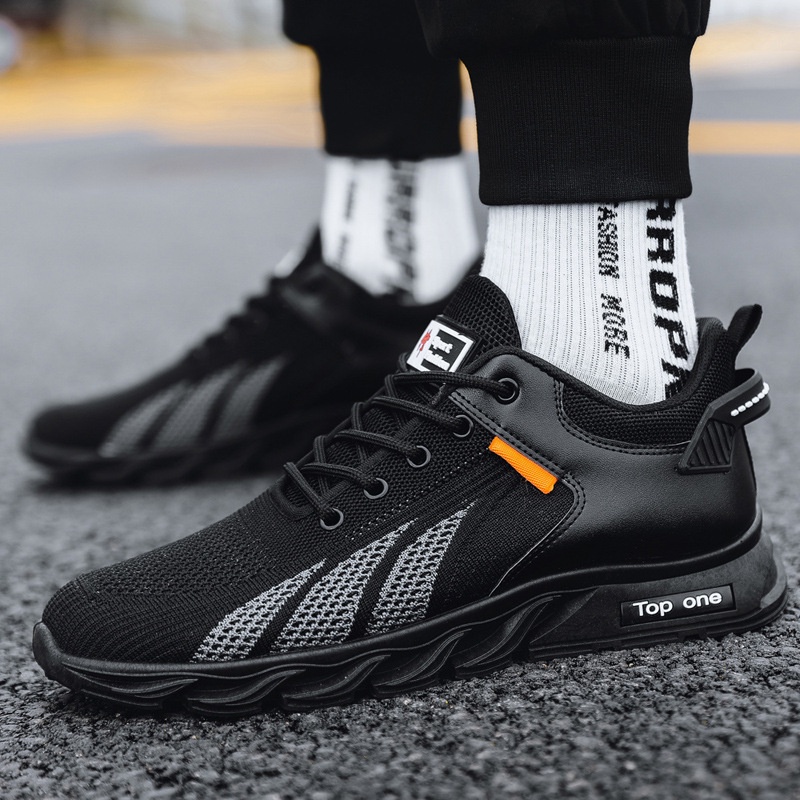 Giày Thể Thao Nam GEMI - Giày Sneaker Màu Đen - Đen Trắng, Giày Thể Thao Đế Êm , Vải Thoáng,- G5035