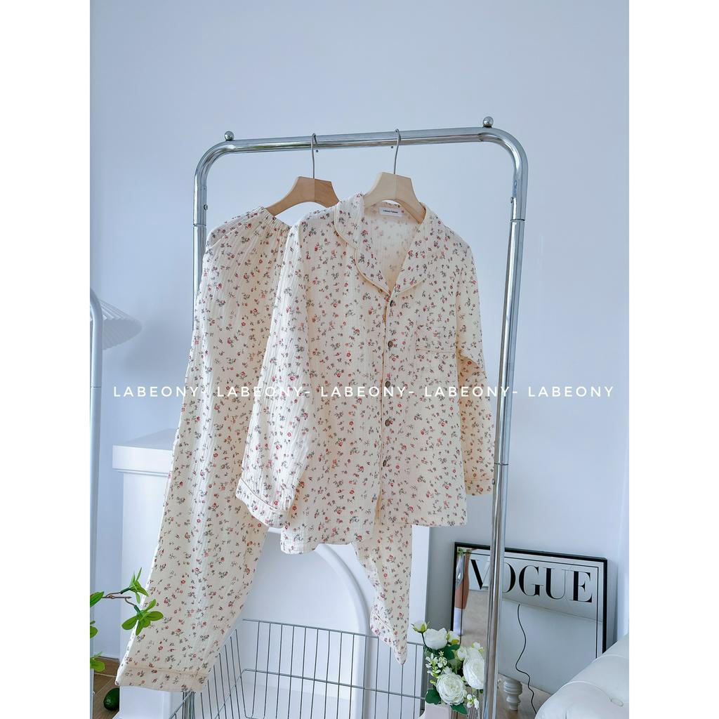 FLORAL MUSLIN PYJAMA bộ mặc nhà nữ đồ ngủ Labeony