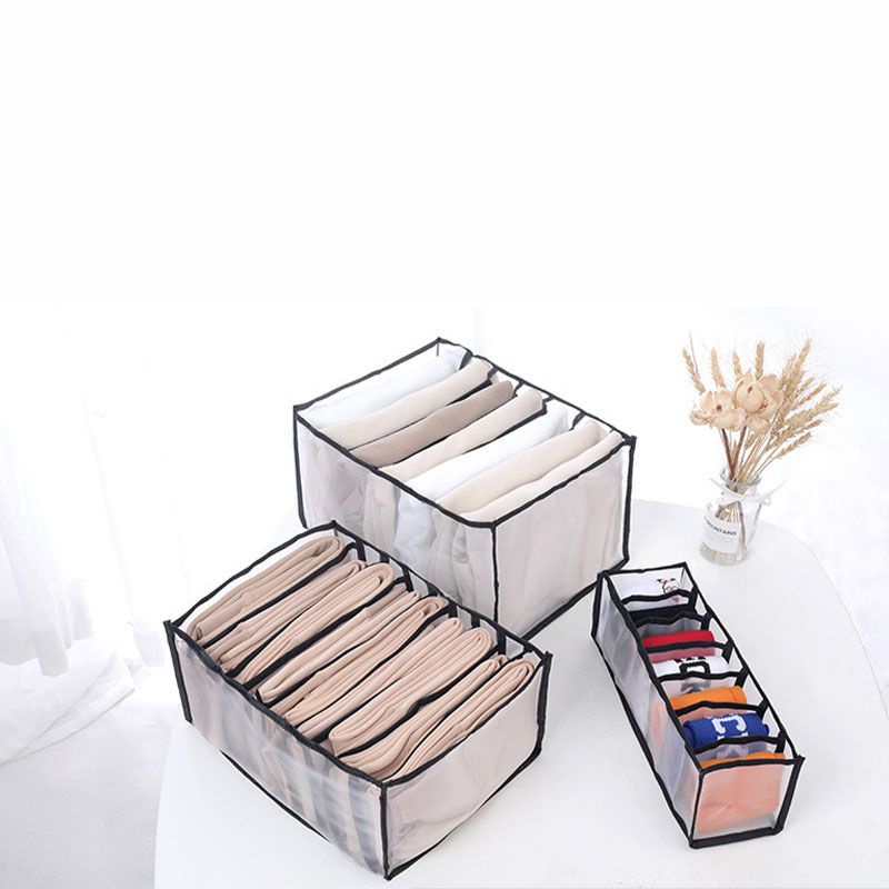 6/7 Grids Clothes Jeans Pants Storage Bag Drawer Mesh Divider Organizer Boxes