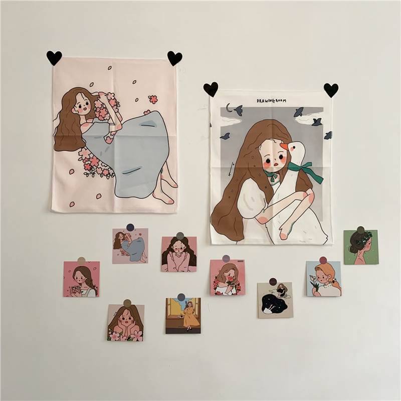 ARIA DECOR Tranh vải treo tường 32x40cm nhỏ xinh treo tường kí túc xá, giường tầng, trang tri góc làm việc học tập xinh