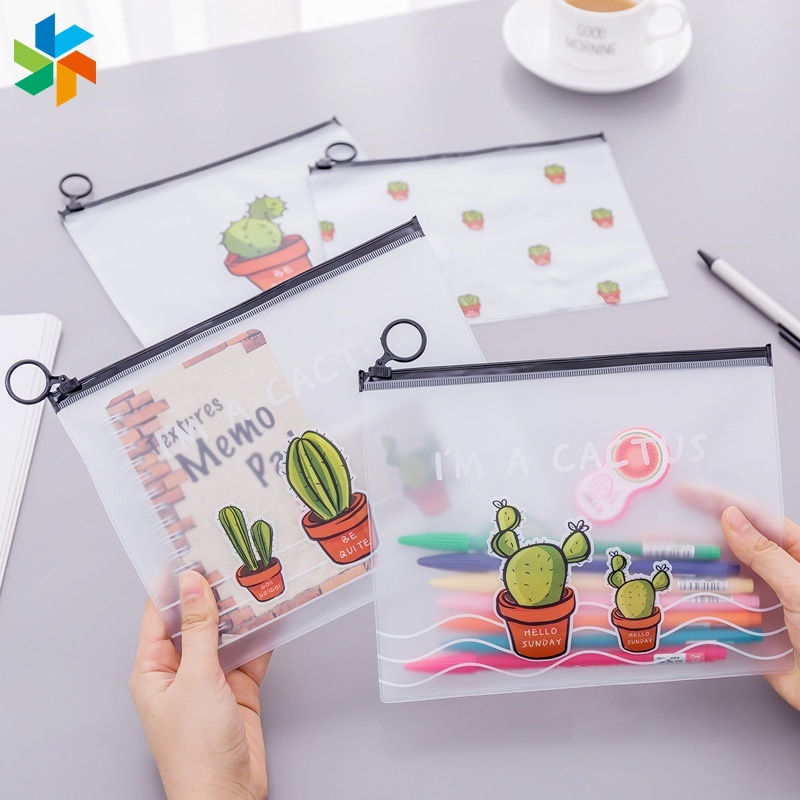 Túi Đựng Bút Chì Trong Suốt In Hình Xương Rồng Dễ Thương Jp60Vn