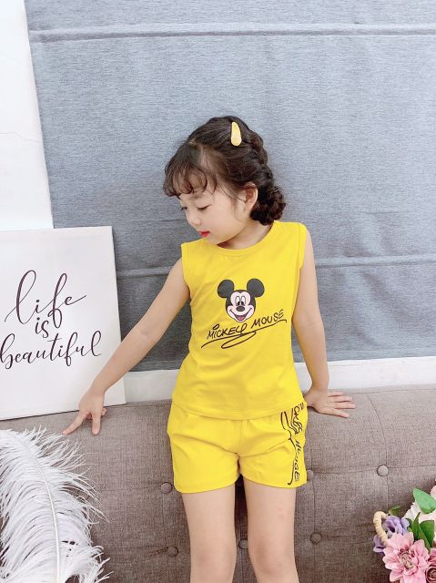 10_22 kg ( Có số đo áo)  Bộ sát nách Mickey cho bé gái_ VẢI ĐẸP_ HÀNG SHOP_ KHĂN RẰN SHOP