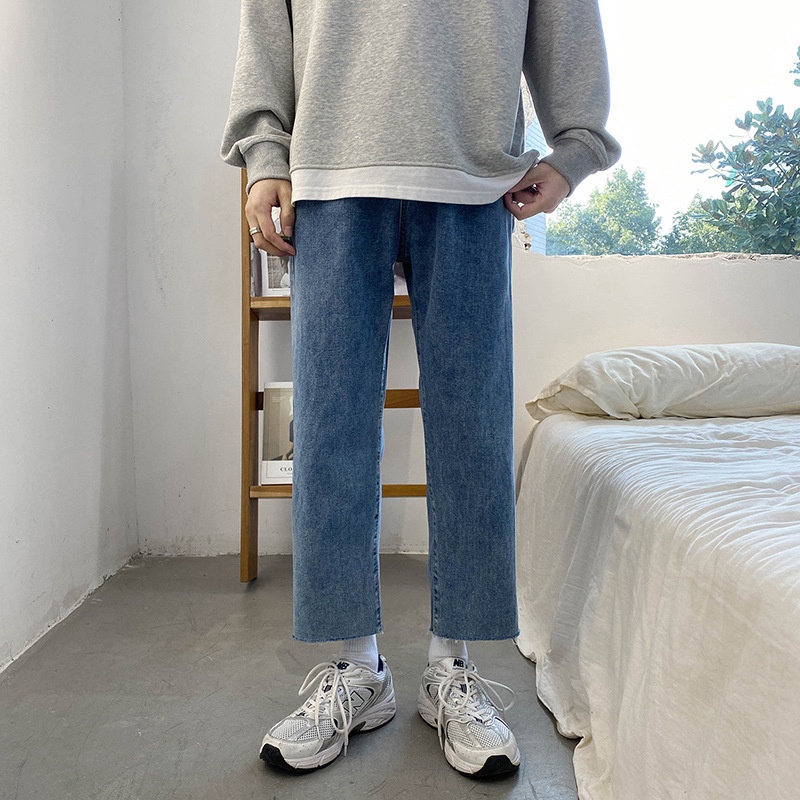 Quần Jean Baggy Nam NEIT STORE Form Ống Rộng Tỉa Tơ Phong Cách Hàn Quốc Thời Trang Co Dãn