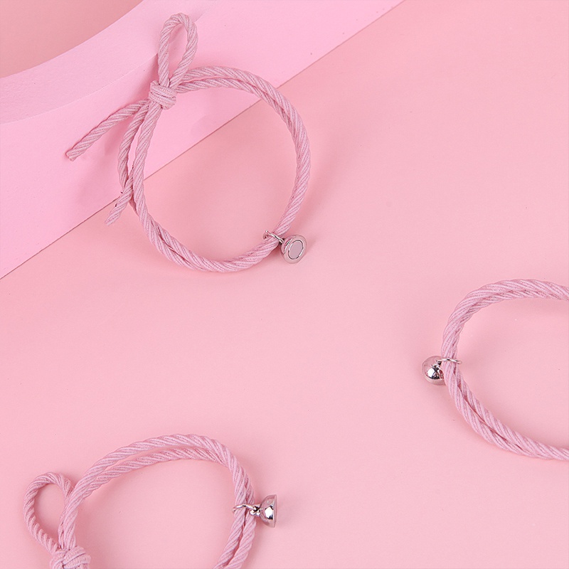 Set 2 Vòng Tay Tình Bạn Bện Dây Mặt Trái Tim Nam Châm