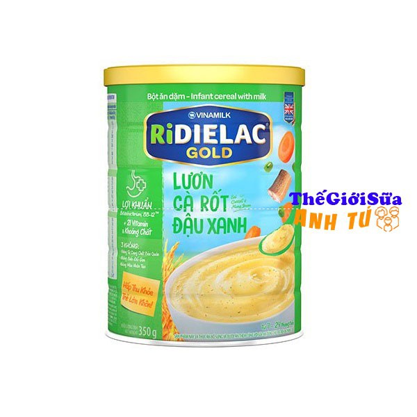 Bột ăn dặm RIDIELAC GOLD VINAMILK đủ vị hộp thiếc 350g mẫu mới date 2022