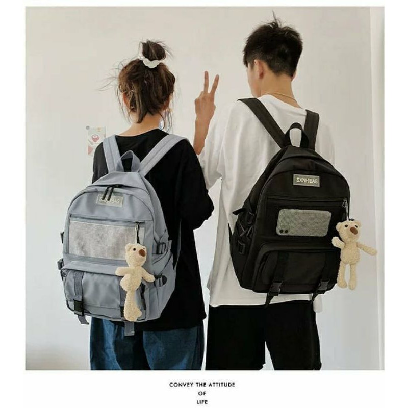 Balo lưới ulzzang, ba lô unisex đi học.BI014 balo sxroll